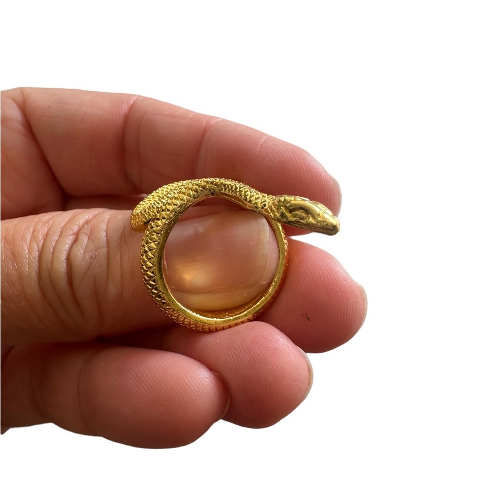Gold Ribbed Snake Adjustable Ring - Picture 7 of 7